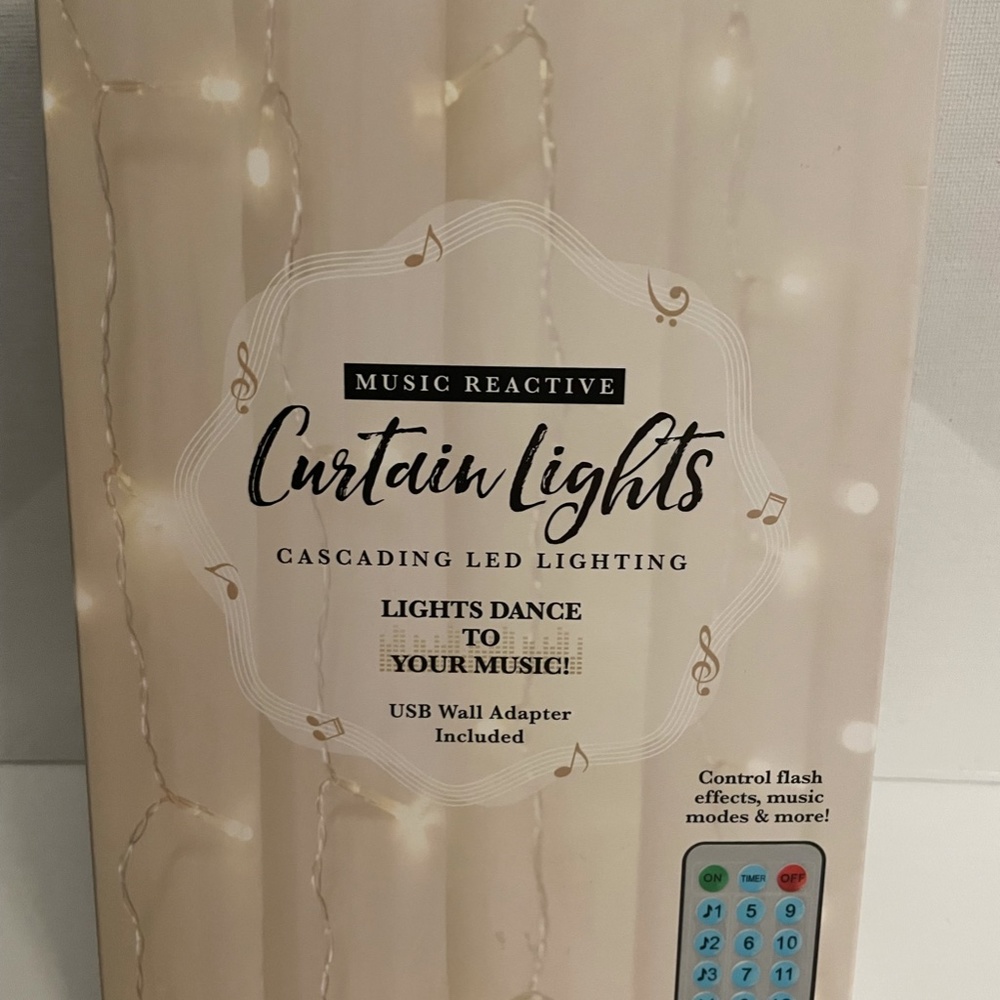 Cascading LED Curtain Lights Dance to Music -NIB
